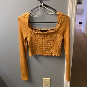 Yellow long sleeve crop top